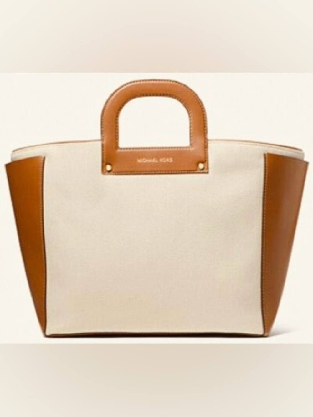 NWT Clara Michael Kors Cream and Tan Canvas Tote $398